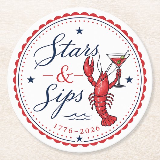 Stars & Sips アメリカ独立記念日250周年パーティー ラウンドペーパーコースター (正面)