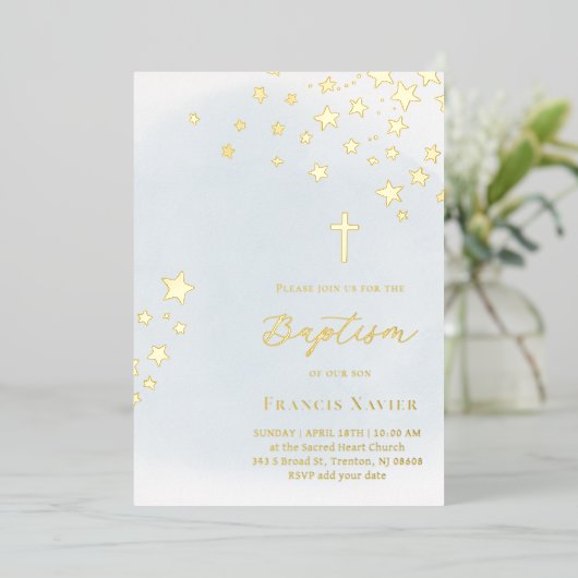stars sky | Baptism  箔招待状 (立ち正面)