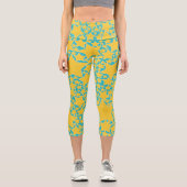 Stars, Stars, Stars in Turquoise and Yellow カプリレギンス (正面)