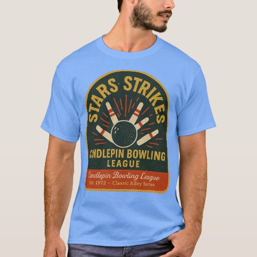 Stars & Strikes Vintage Candlepin Bowling Tシャツ (正面)