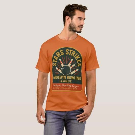 Stars & Strikes Vintage Candlepin Bowling Tシャツ (正面フル)