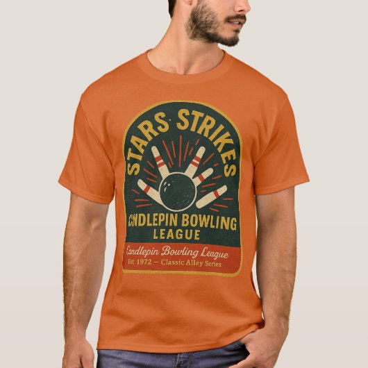 Stars & Strikes Vintage Candlepin Bowling Tシャツ (正面)