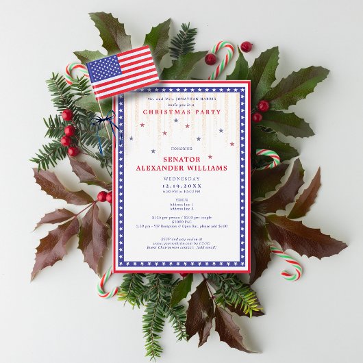 Stars & Stripes American Flag Holiday Fundraiser 招待状