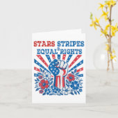 Stars Stripes And Equal Rights 4th Of July Feminis カード (黄色い花)