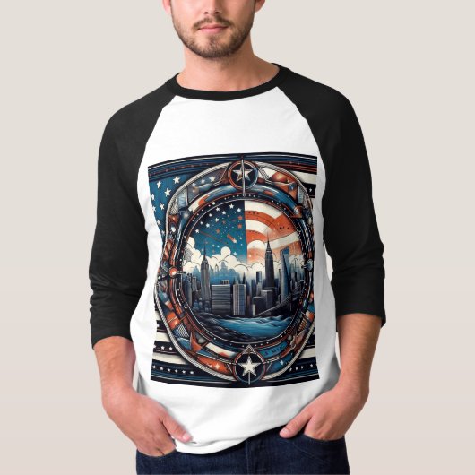 "Stars, Stripes, and Style: Trendy US-Inspired Tee Tシャツ (正面)