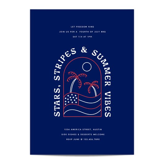 Stars Stripes and Summer Vibes July 4th BBQ Party 招待状