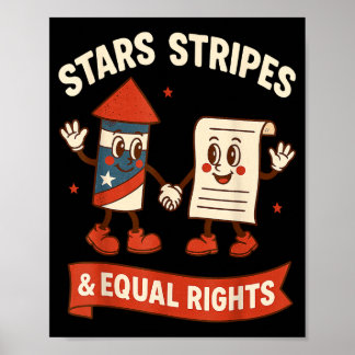 Stars stripes equal rights vintage 4th of july usa ポスター