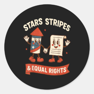 Stars stripes equal rights vintage 4th of july usa ラウンドシール