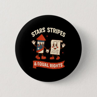 Stars stripes equal rights vintage 4th of july usa 缶バッジ