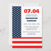 Stars & Stripes Flag 4th Of July Graduation BBQ 招待状 (正面)