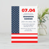 Stars & Stripes Flag 4th Of July Graduation BBQ 招待状 (スタンド正面)