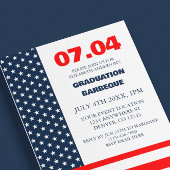 Stars & Stripes Flag 4th Of July Graduation BBQ 招待状