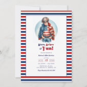 Stars, Stripes & Fun｜アメリカン・ボーイの誕生日 招待状 (正面)
