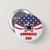Stars Stripes Patriotic America 250 Design 缶バッジ (正面&裏面)
