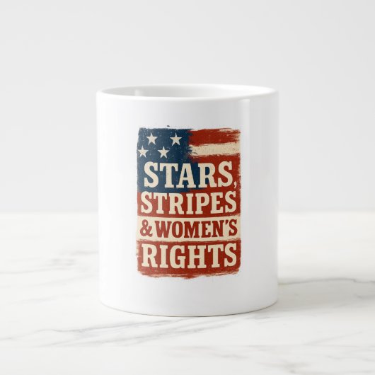 Stars, Stripes & Women’s Rights Distressed Flag ジャンボコーヒーマグカップ (正面)