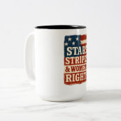 Stars, Stripes & Women’s Rights Distressed Flag ツートーンマグカップ (正面左)