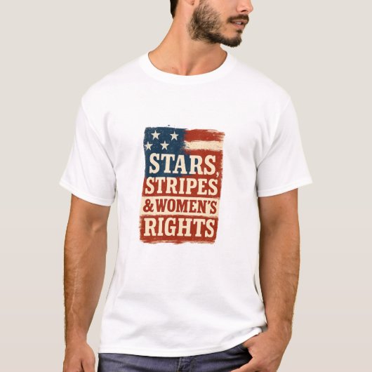 Stars, Stripes & Women’s Rights Distressed Flag Tシャツ (正面)