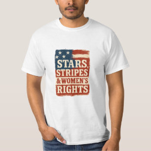 Stars, Stripes & Women's Rights ディストressedフラグ Tシャツ