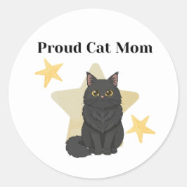 Stars themed Proud Cat Mom ラウンドシール