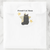 Stars themed Proud Cat Mom ラウンドシール (バッグ)