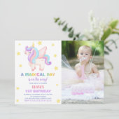 Stars Unicorn誕生日招待状と写真 招待状 (スタンド正面)