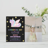 Stars Unicorn誕生日招待状と写真 招待状 (スタンド正面)