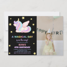 Stars Unicorn誕生日招待状と写真