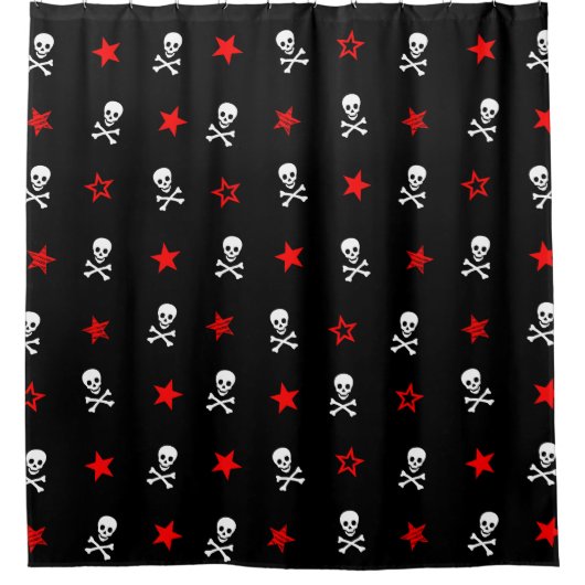 { Stars with Stars & Crossbones } シャワーカーテン (正面)