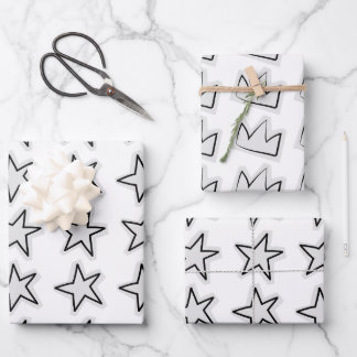 Stars Wrapping Paper Flat Sheet Set of 3 ラッピングペーパーシート