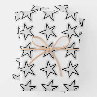 Stars Wrapping Paper Flat Sheet Set of 3 ラッピングペーパーシート