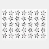 Stars Wrapping Paper Flat Sheet Set of 3 ラッピングペーパーシート (正面)