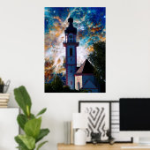 Starscape – 星雲と塔 ポスター (ホームオフィス)