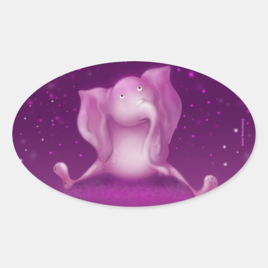 Starshine象のステッカー 楕円形シール (正面)