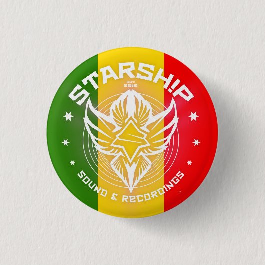 STARSHIPの音及び録音ボタン(Rastafarian) 缶バッジ (正面)
