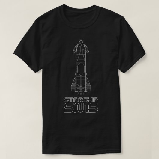 STARSHIP SN15宇宙探査ロケット設計図 Tシャツ (デザイン正面)