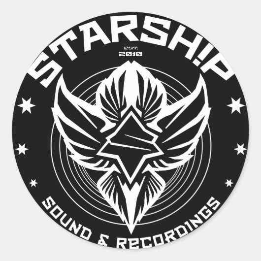 STARSHIP Sound & Recordingsステッカー(Blk Bkgd) ラウンドシール (正面)