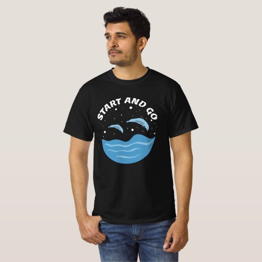 Start and Go! - Cute Dolphins Tシャツ (正面フル)
