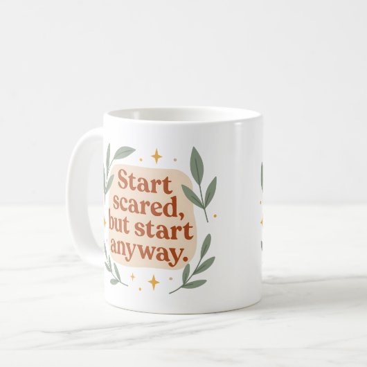 Start scared, but start anyway - Mug コーヒーマグカップ (正面左)