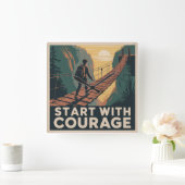 Start With Courage スクエア壁時計 (ホーム)