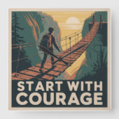 Start With Courage スクエア壁時計 (正面)