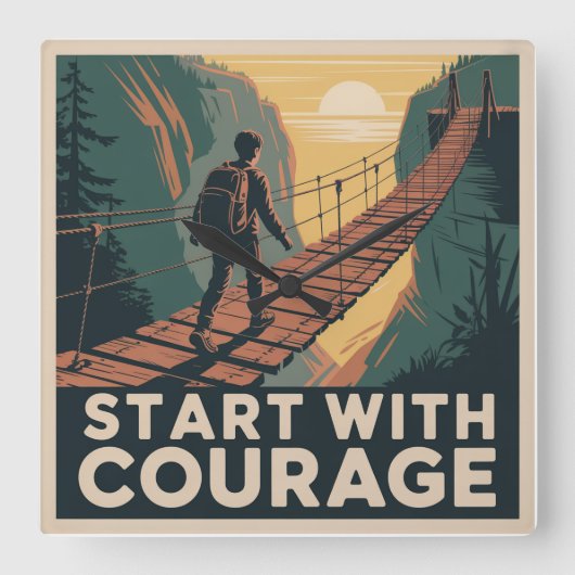 Start With Courage スクエア壁時計 (正面)