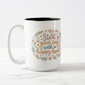 Start Your Day With A Happy Heart Coffee Mug Gift ツートーンマグカップ (左)