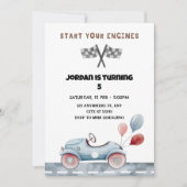 「Start Your Engine」ヴィンテージレースカー5th誕生日 招待状 (正面)