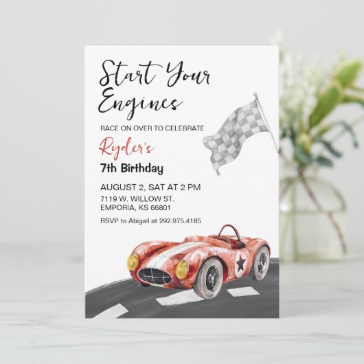Start Your Engine Any Age Birthday Invitation 招待状 (スタンド正面)