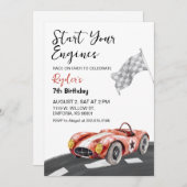 Start Your Engine Any Age Birthday Invitation 招待状 (正面/裏面)
