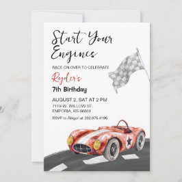Start Your Engine Any Age Birthday Invitation 招待状