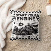 Start Your Engine Throw Pillow Gift for Racing Lov クッション (ブランケット)