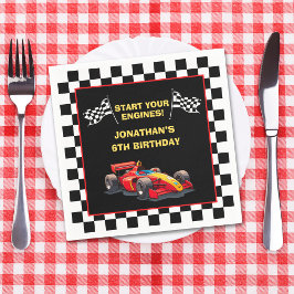 Start Your Engines! Fun Racing Driver Birthday  スタンダードカクテルナプキン