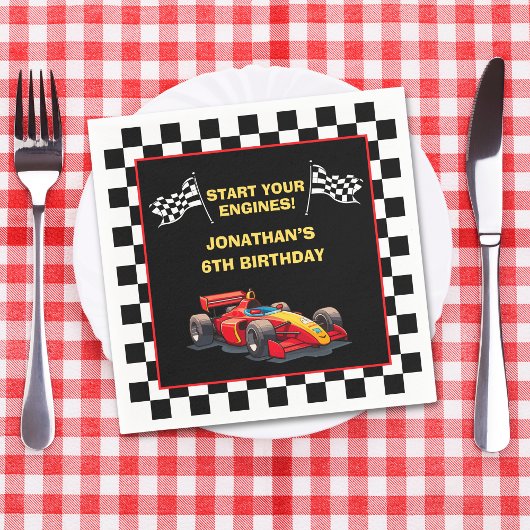 Start Your Engines! Fun Racing Driver Birthday  スタンダードカクテルナプキン