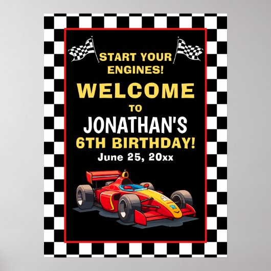 Start Your Engines! Fun Racing Driver Birthday Boy ポスター (正面)